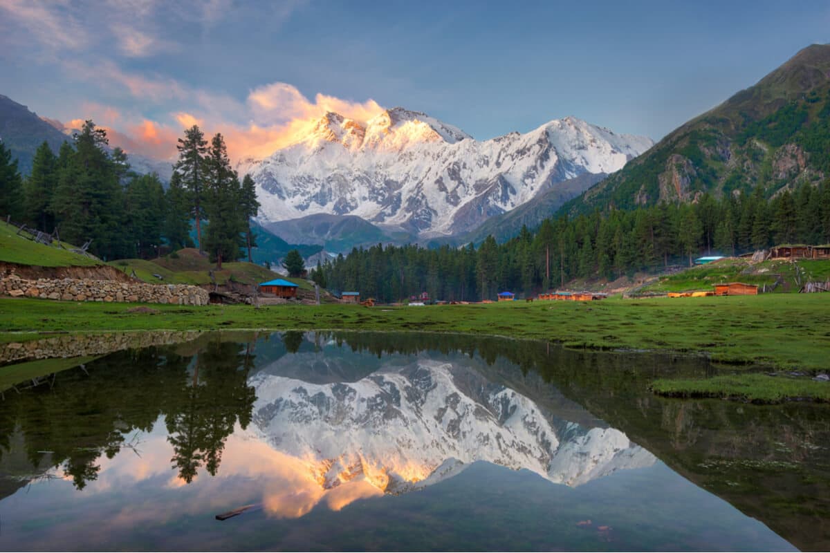 Fairy Meadows and Nanga Parbat reflection in Pakistan